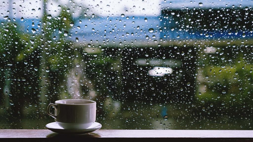 Do Rainy Or Cloudy Days Affect Solar Panel Energy Production? 8 Cup of Hot Drinks on wooden table in rainy day